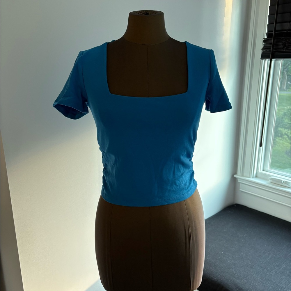 Zara Blue Fitted Crop T-Shirt